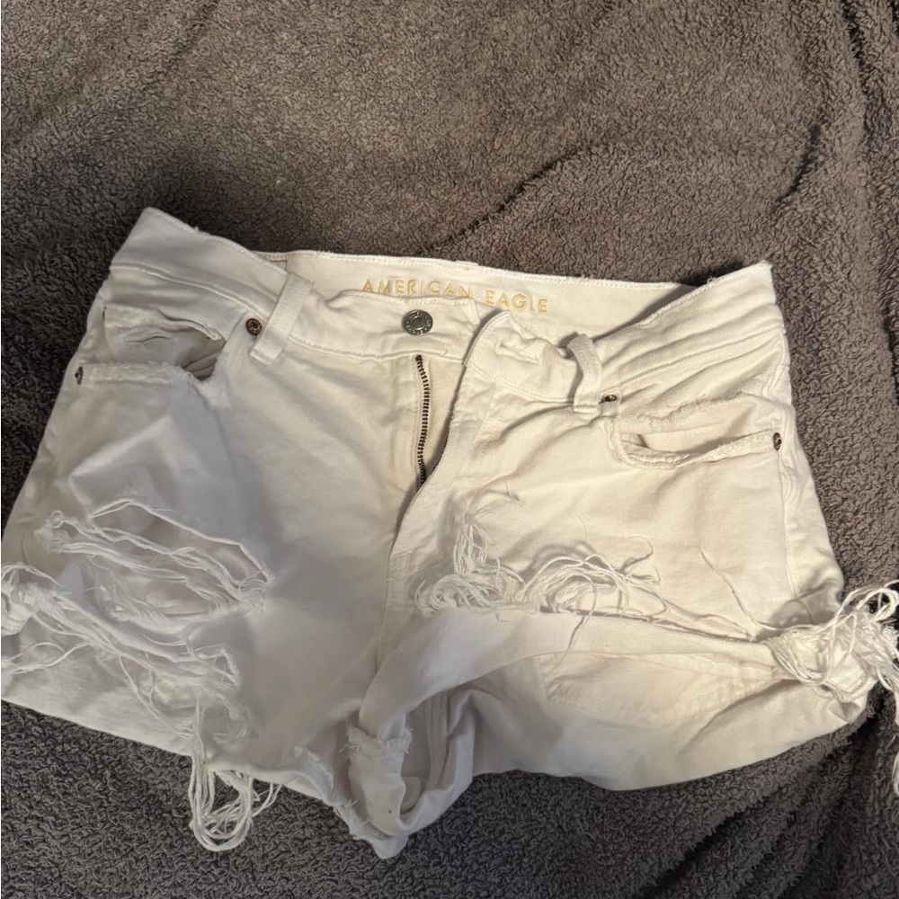 American Eagle Outfitters White Distressed Women's Shorts